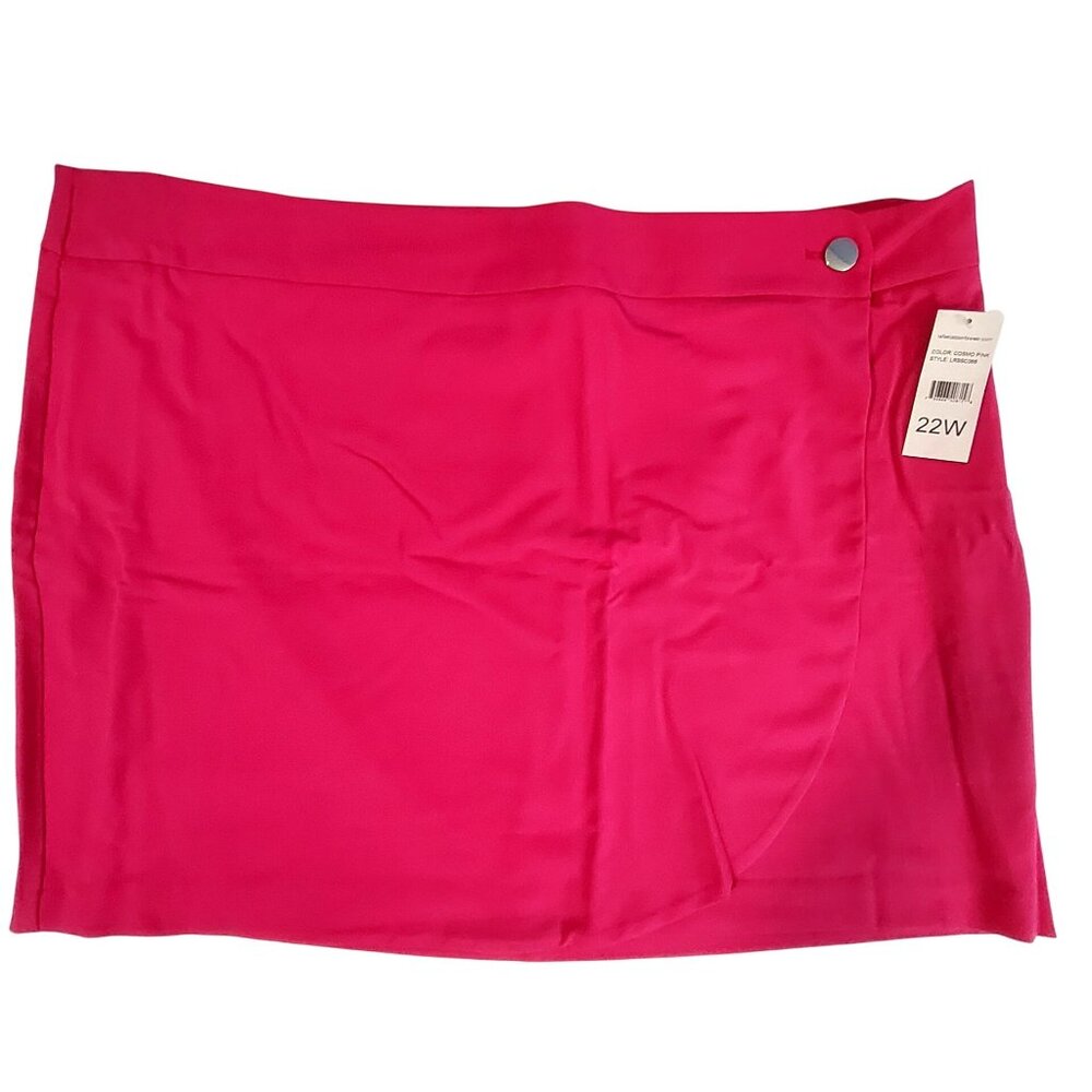 Rafaella Cosmo Pink Wrap Skirt 22W Lightweight Fabric Stylish Button Closure
